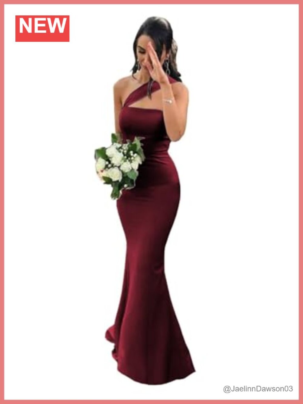 Satin Mermaid One Shoulder Bridesmaid Dress Lace-Up Back Formal Gown